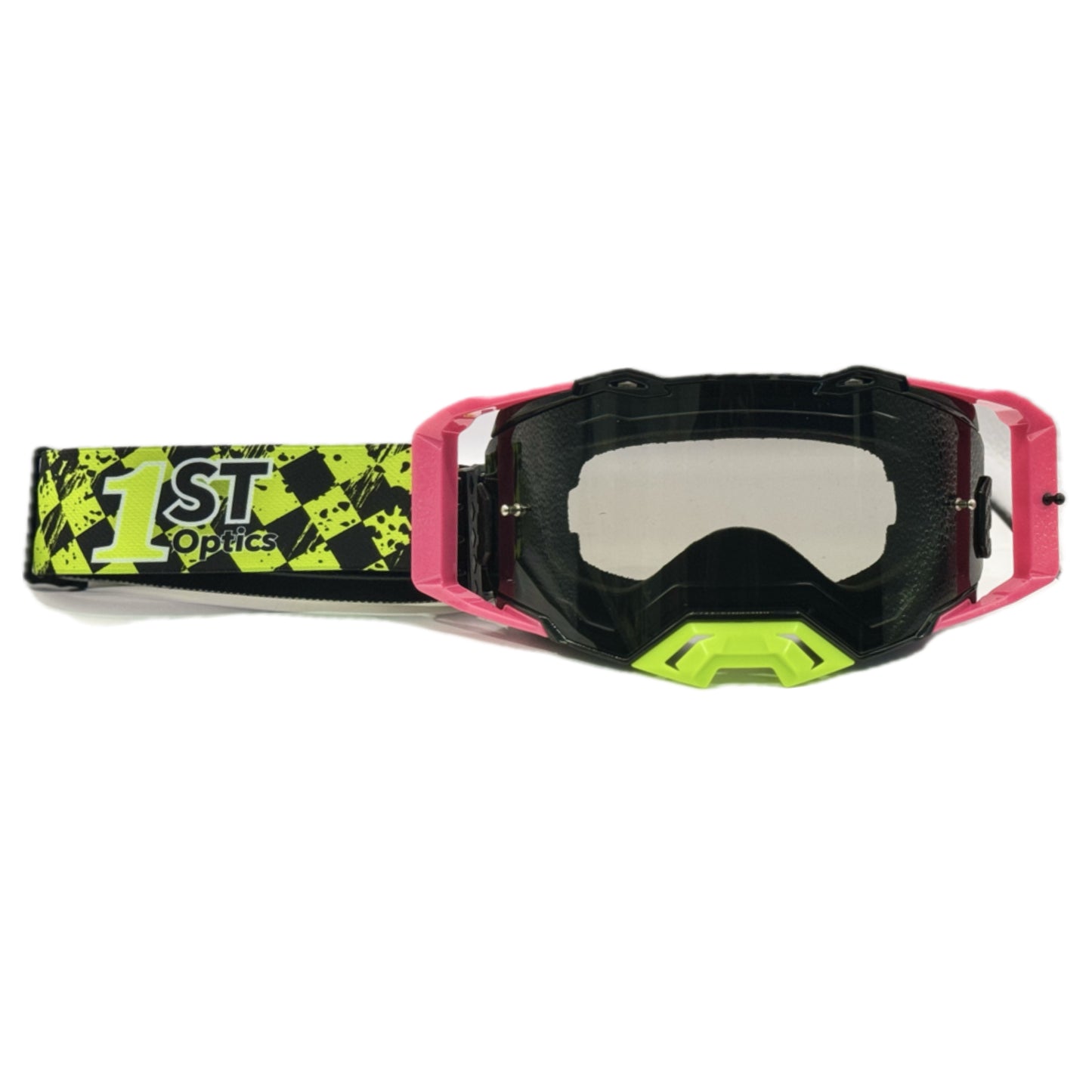 1ST Optics MX Goggle - Black/Pink/Flo