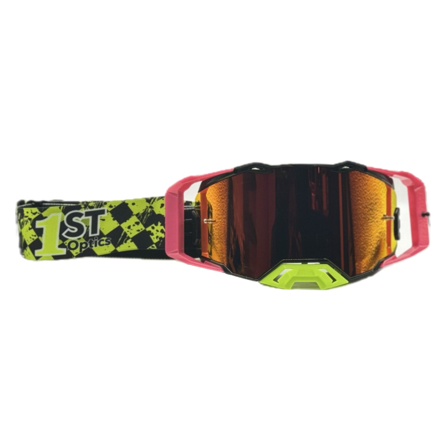 1ST Optics MX Goggle - Black/Pink/Flo