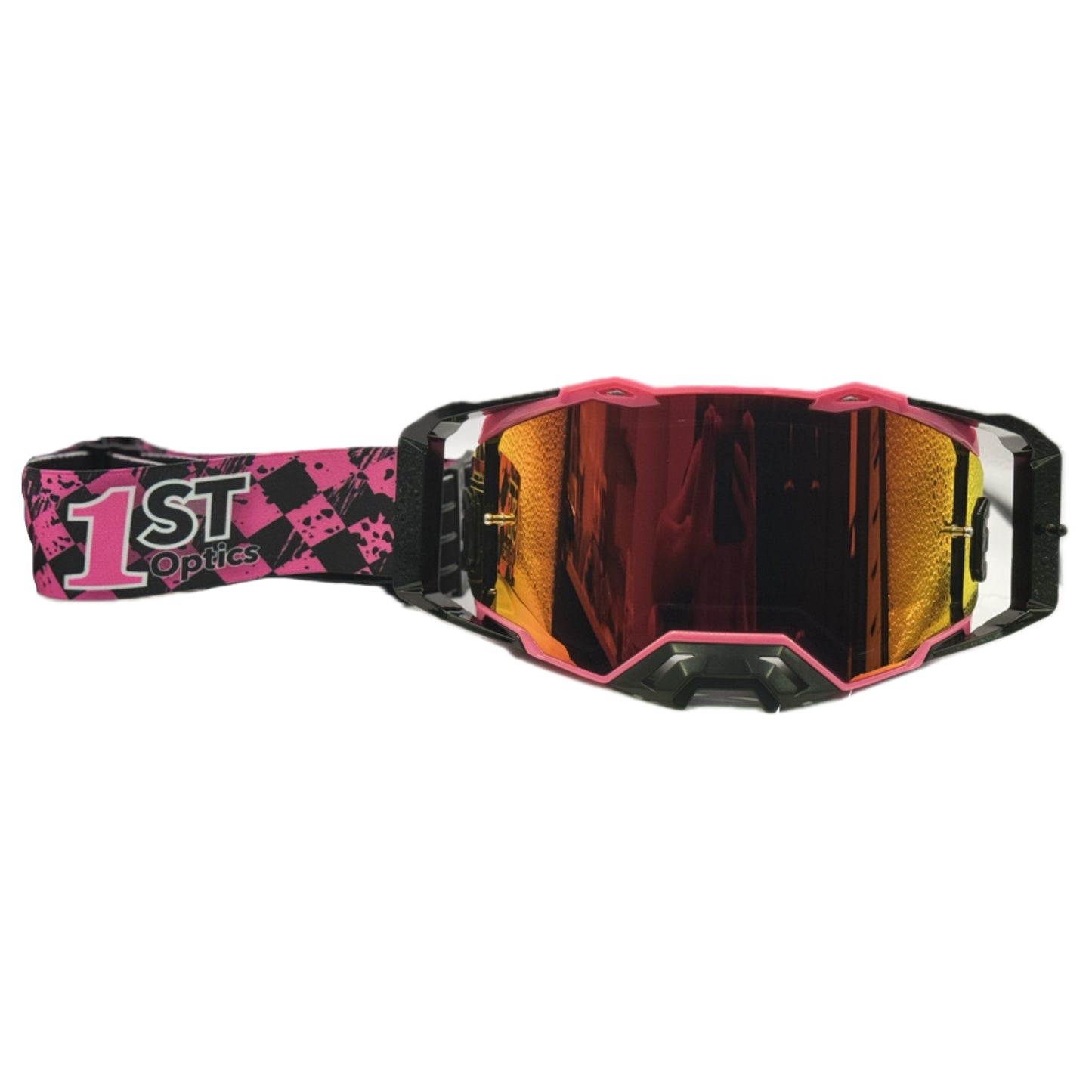 1ST Optics MX Goggles - Pink/Black/Black