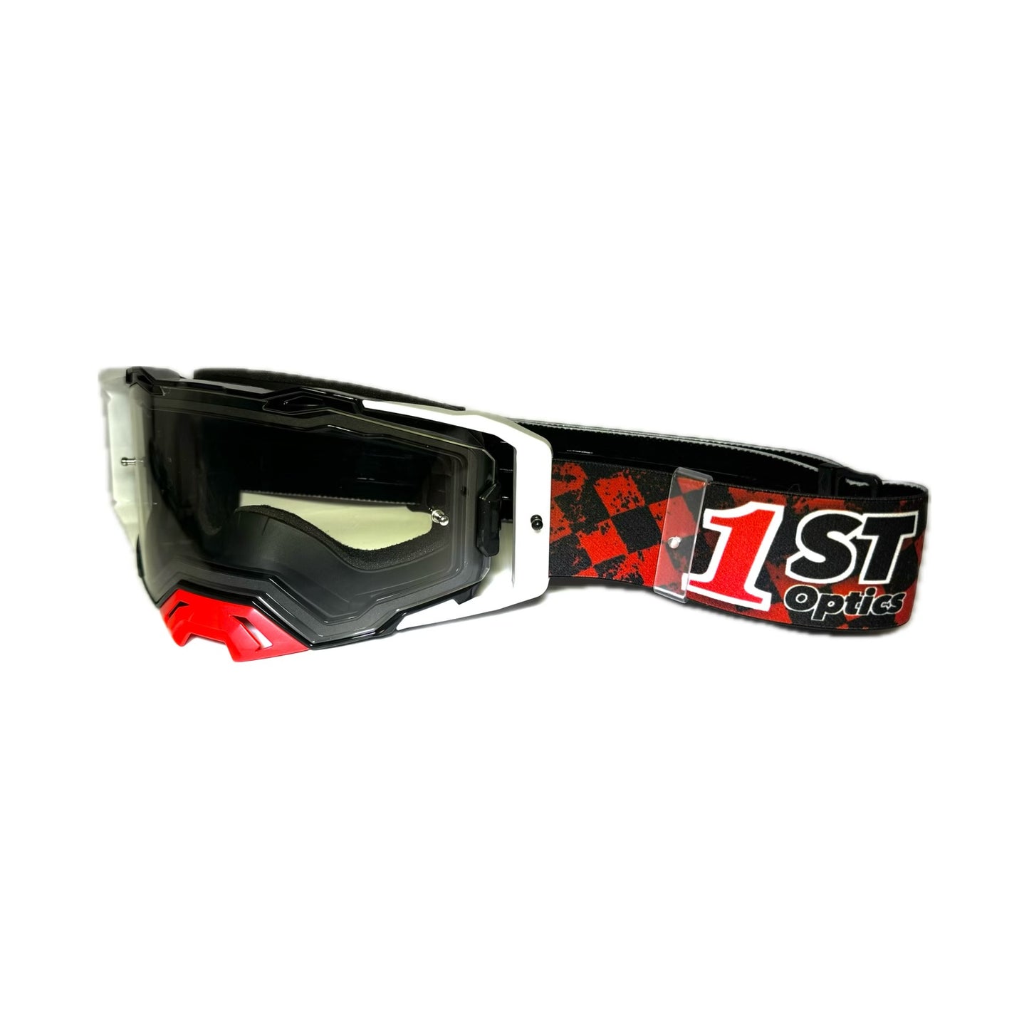 1ST Optics MX Goggle - Black/White/Red