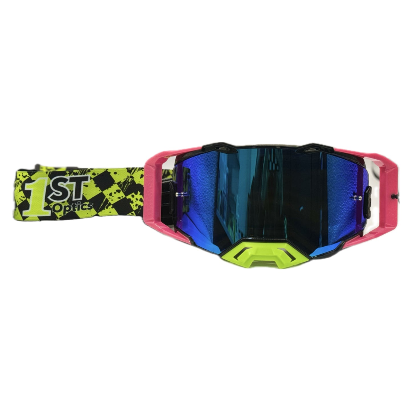 1ST Optics MX Goggle - Black/Pink/Flo