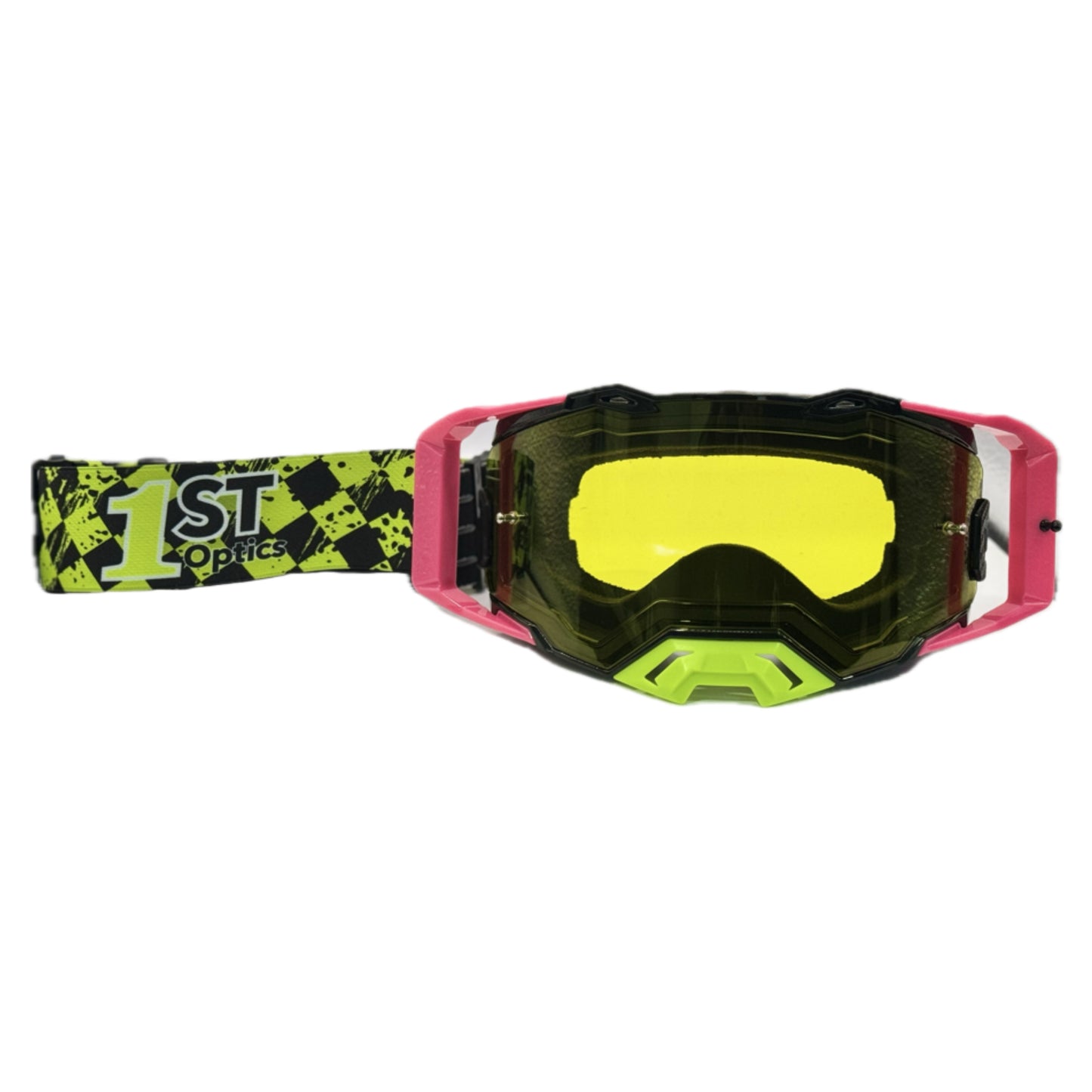 1ST Optics MX Goggle - Black/Pink/Flo