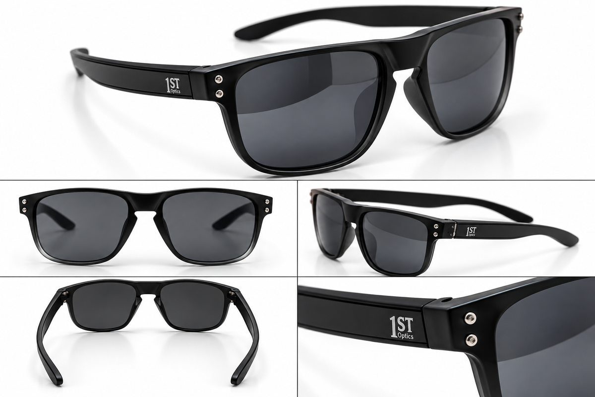 1ST Optics Podium Sunglasses- Matte Black, Black