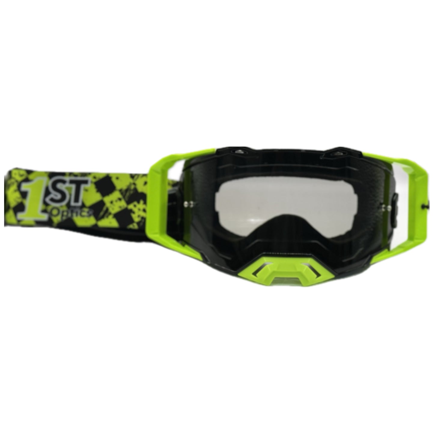 1ST Optics MX Goggle - Black/Flo/Flo