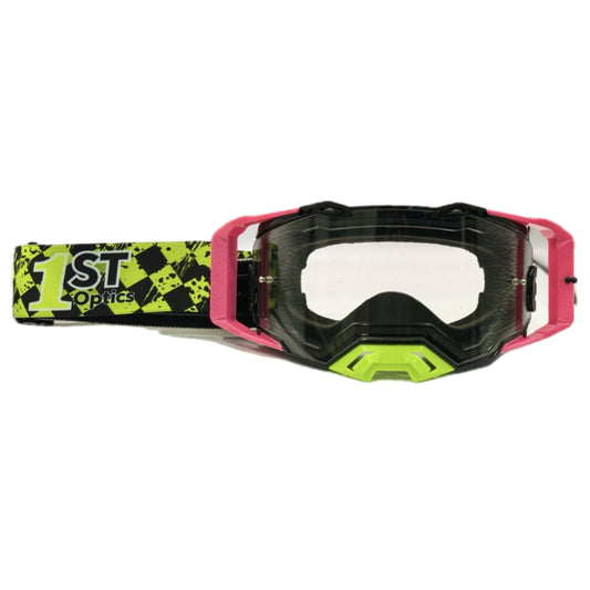 1ST Optics MX Goggle - Black/Pink/Flo