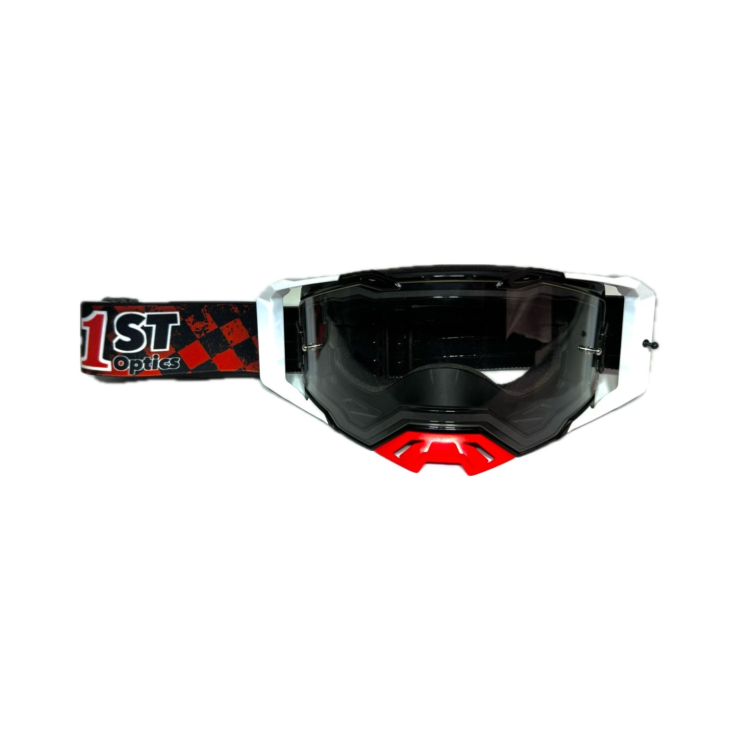 1ST Optics MX Goggle - Black/White/Red