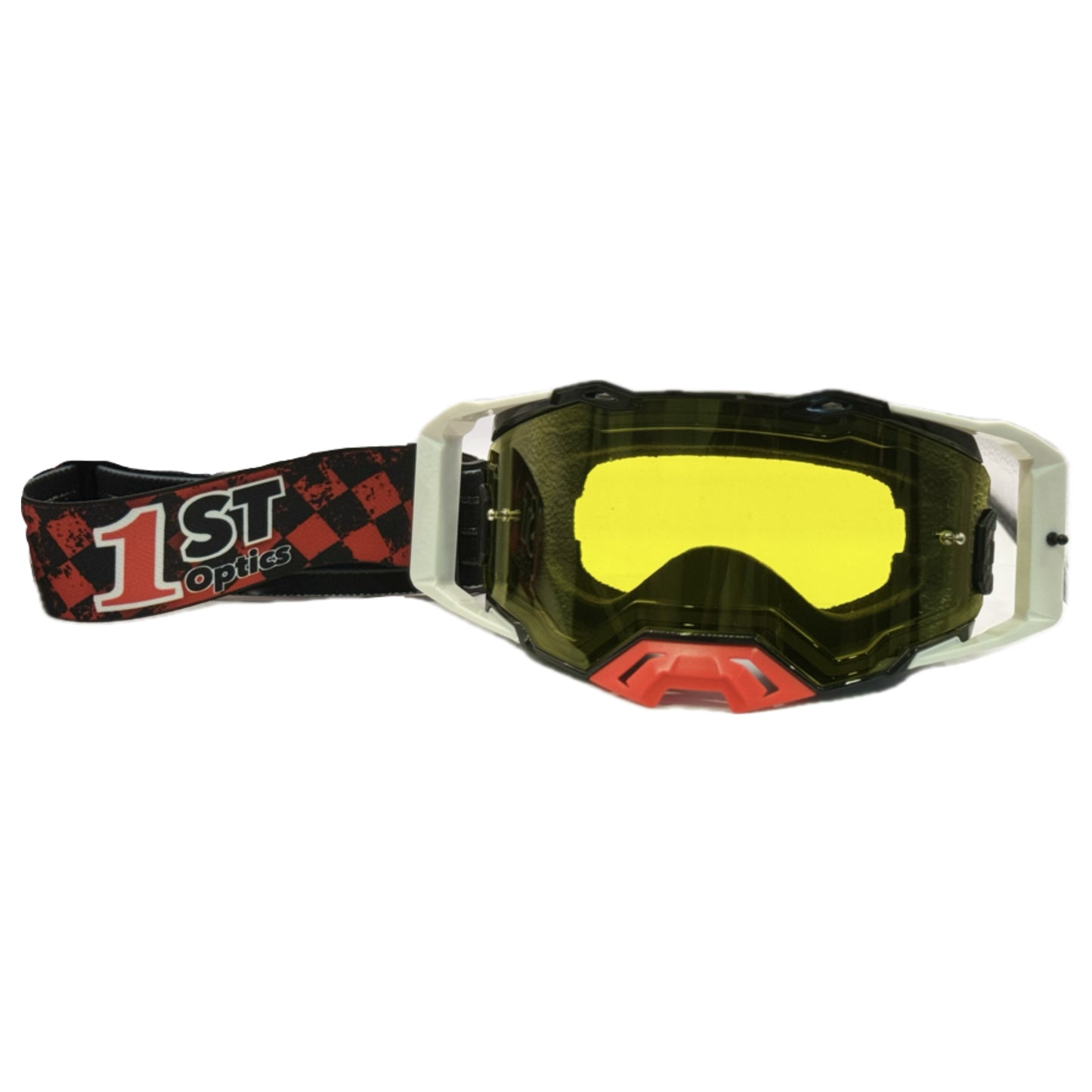 1ST Optics MX Goggle - Black/White/Red