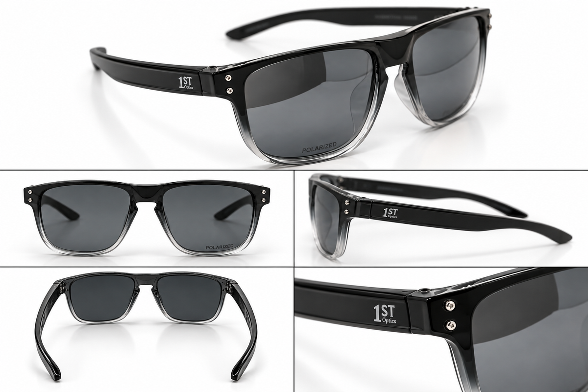 1ST Optics Podium Sunglasses- Black Transparent, Mirrored