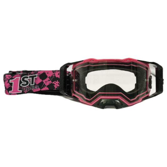 1ST Optics MX Goggles - Pink/Black/Black