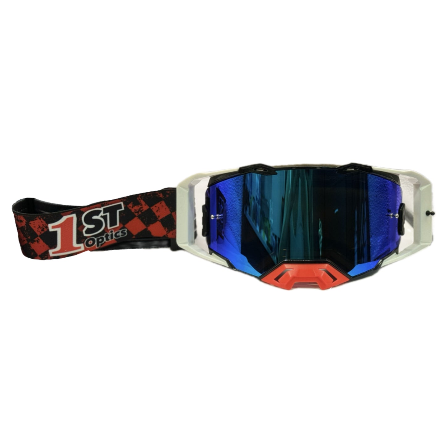 1ST Optics MX Goggle - Black/White/Red