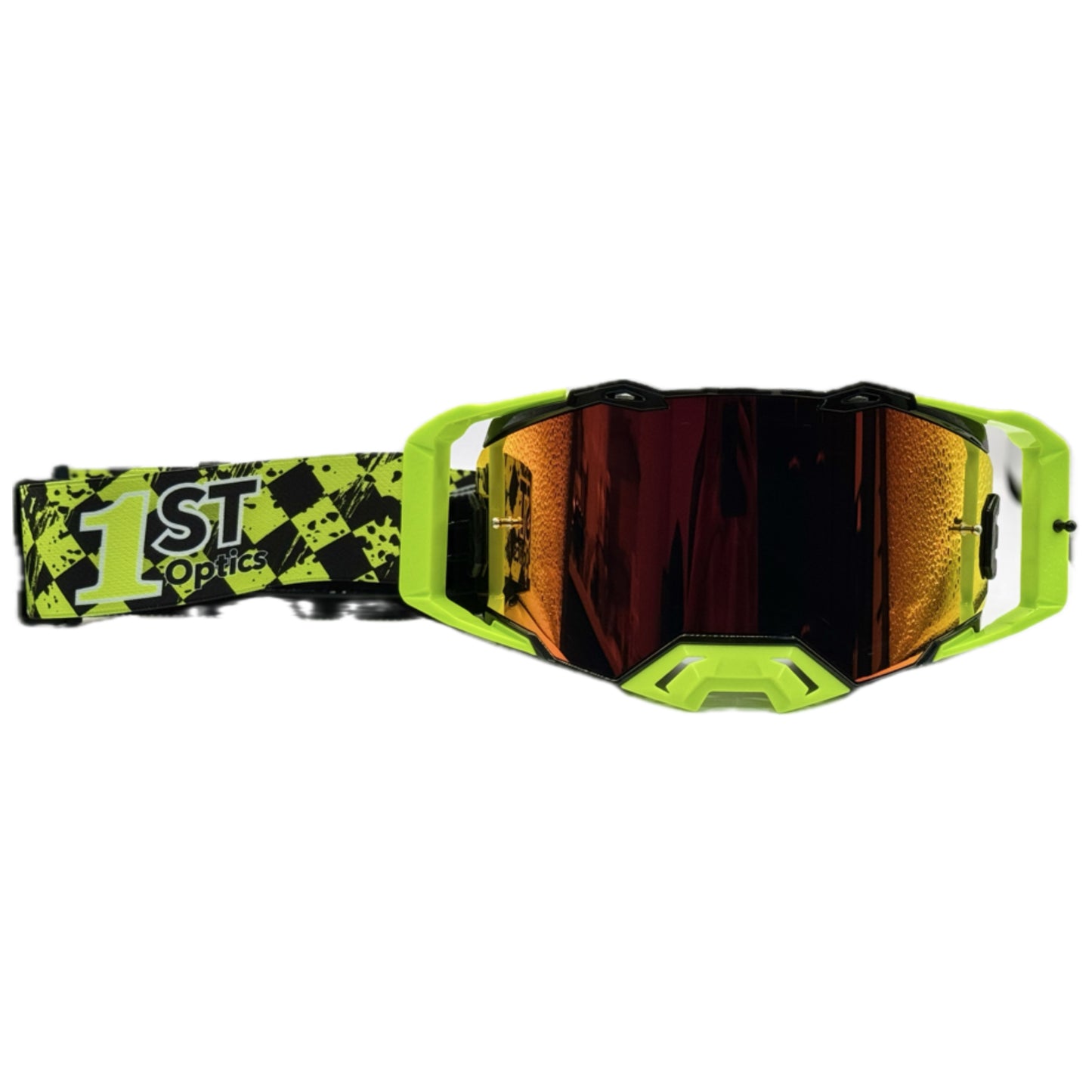 1ST Optics MX Goggle - Black/Flo/Flo