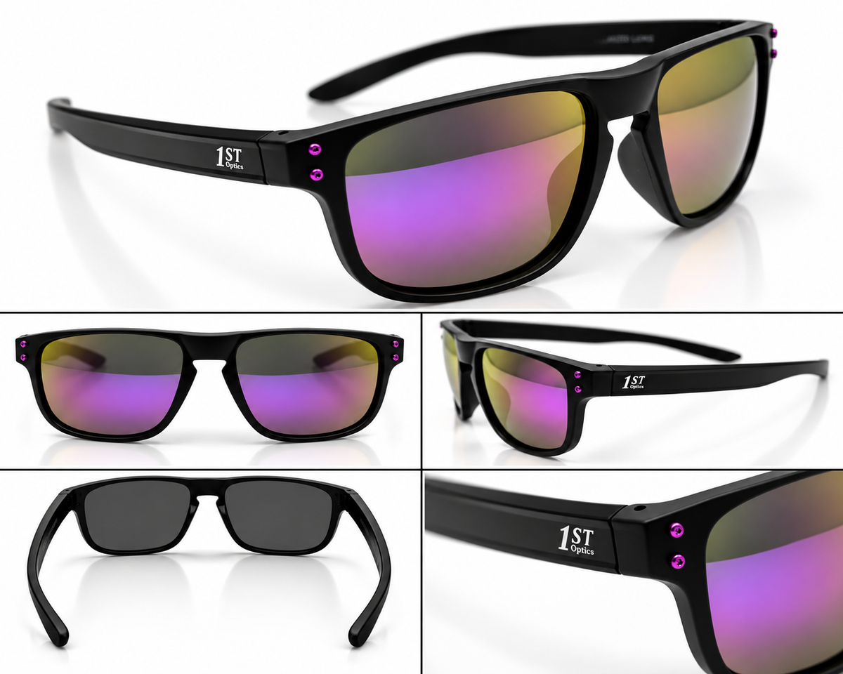 1ST Optics Podium Sunglasses - Matte Black, Purple