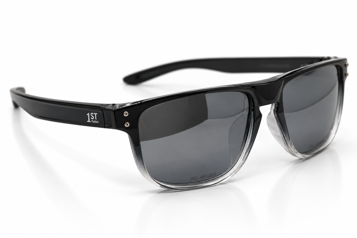 1ST Optics Podium Sunglasses- Black Transparent, Mirrored